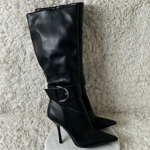 STEVE MADDEN PRIYANKA KNEE BOOTS WITH BUCKLE IN BLACK SIZE 11 - Picture 2 of 7